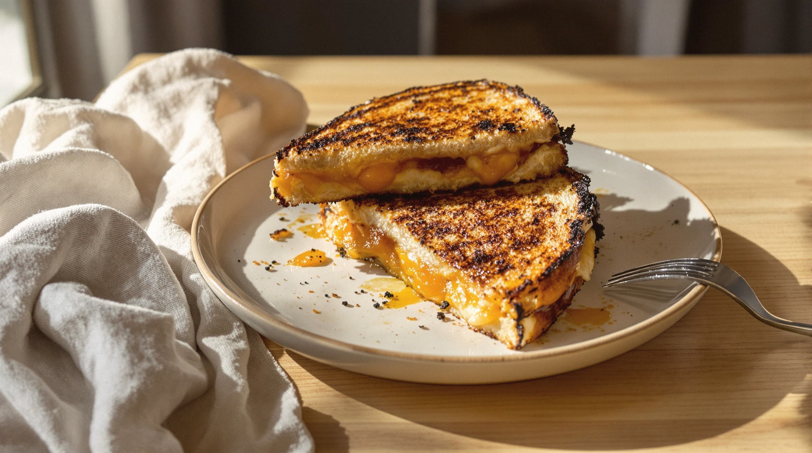 Black Garlic Grilled Cheese with Apricot Jam and Taleggio