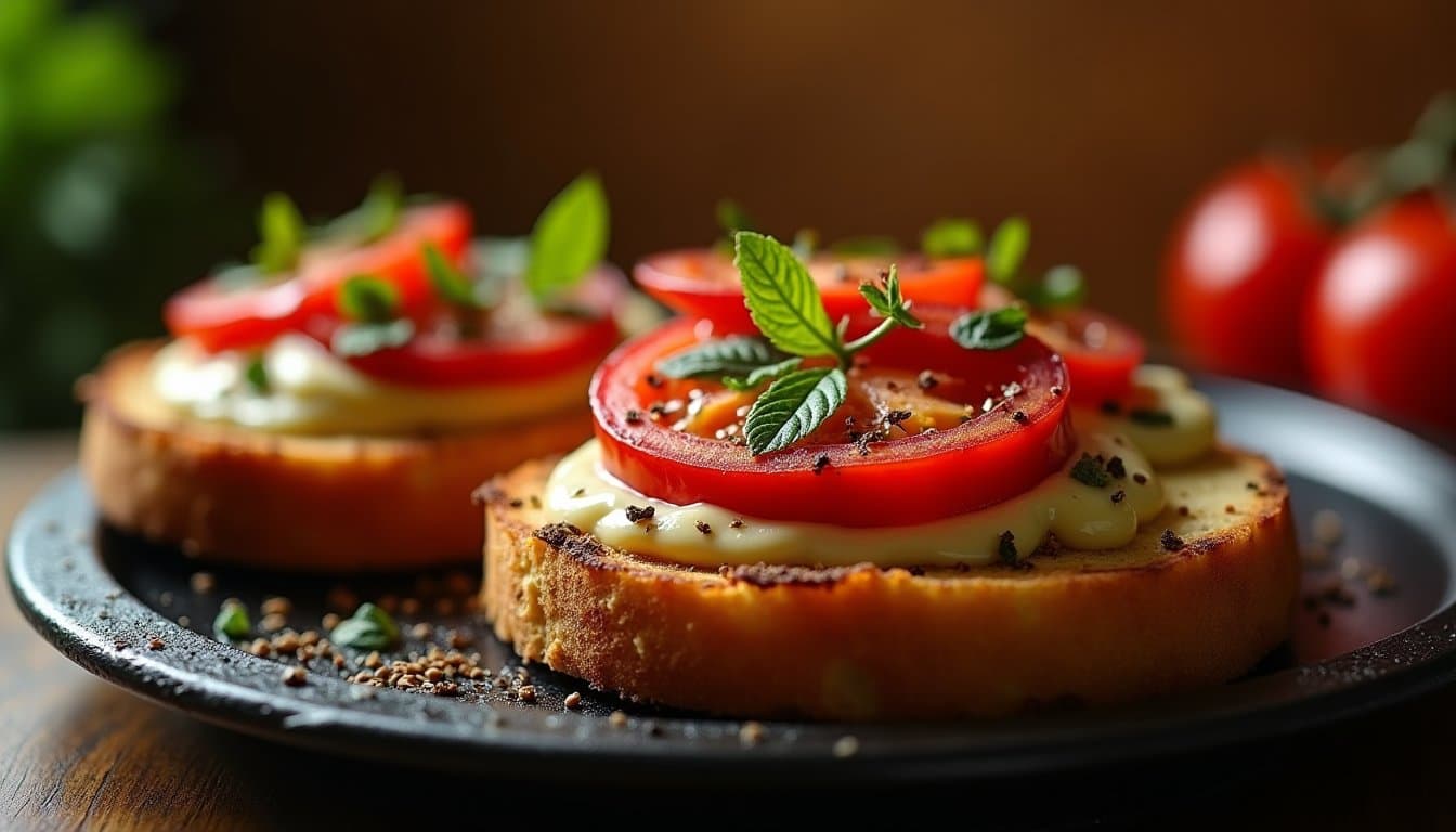 Black Garlic Morel Pan Con Tomate with Smoked Tomato Jam