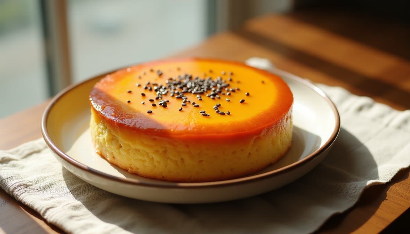 Black Sesame & Orange Blossom Honey Cake with Miso Caramel Sauce