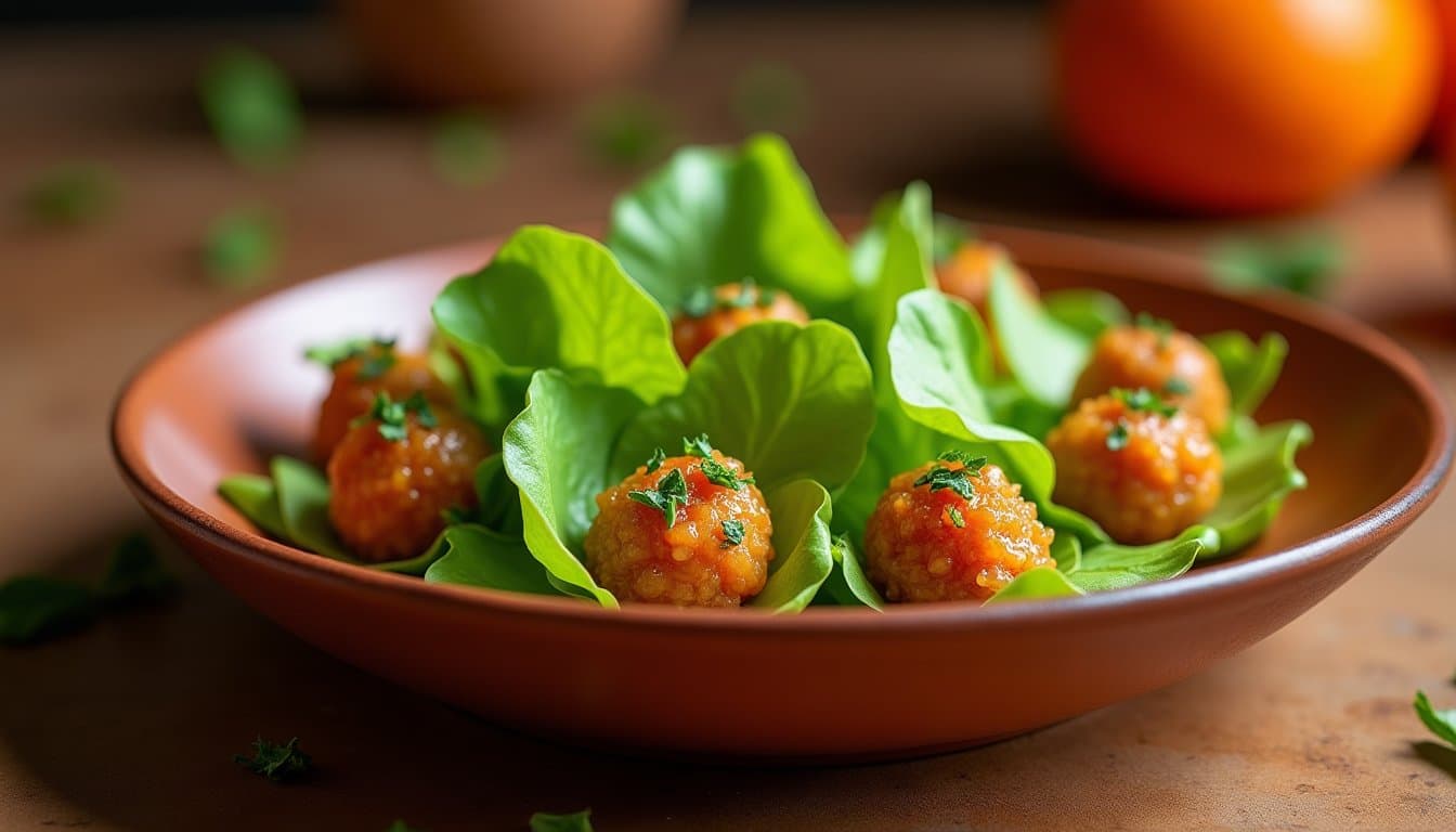 Blood Orange Cured Lamb's Lettuce Bites with Miso Aioli and Pickled Ramps