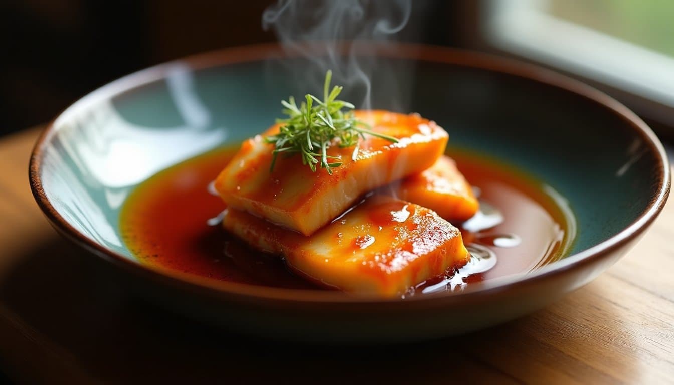 Caramelized Fish Sauce & Tamarind Glaze with Wild Garlic and Ramps