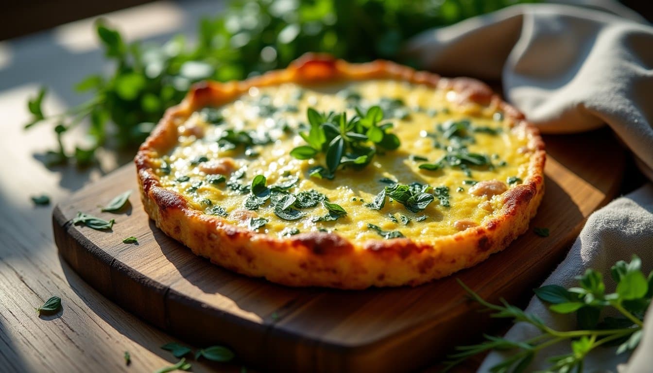 Ramp and Wild Garlic Frittata with Spring Peas and Pecorino
