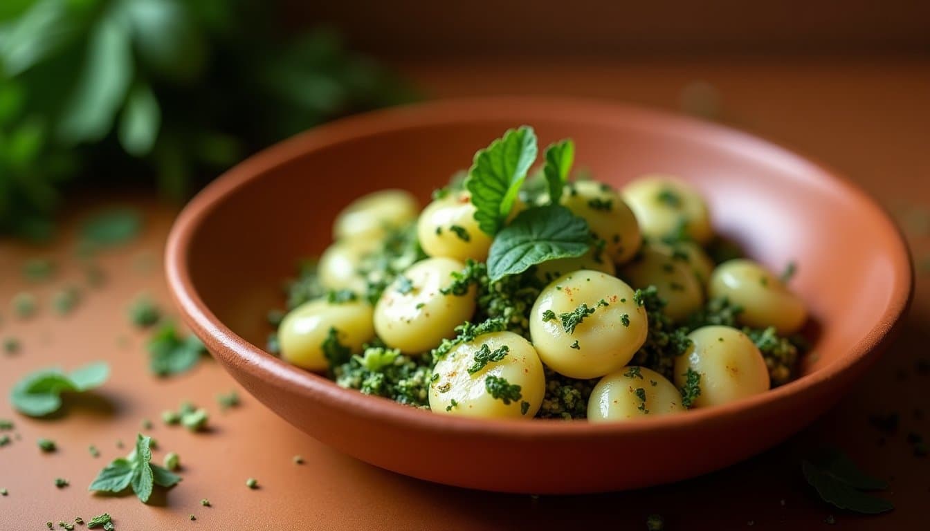 Stinging Nettle & Ricotta Gnocchi with Gorgonzola Dolce and Toasted Hazelnuts